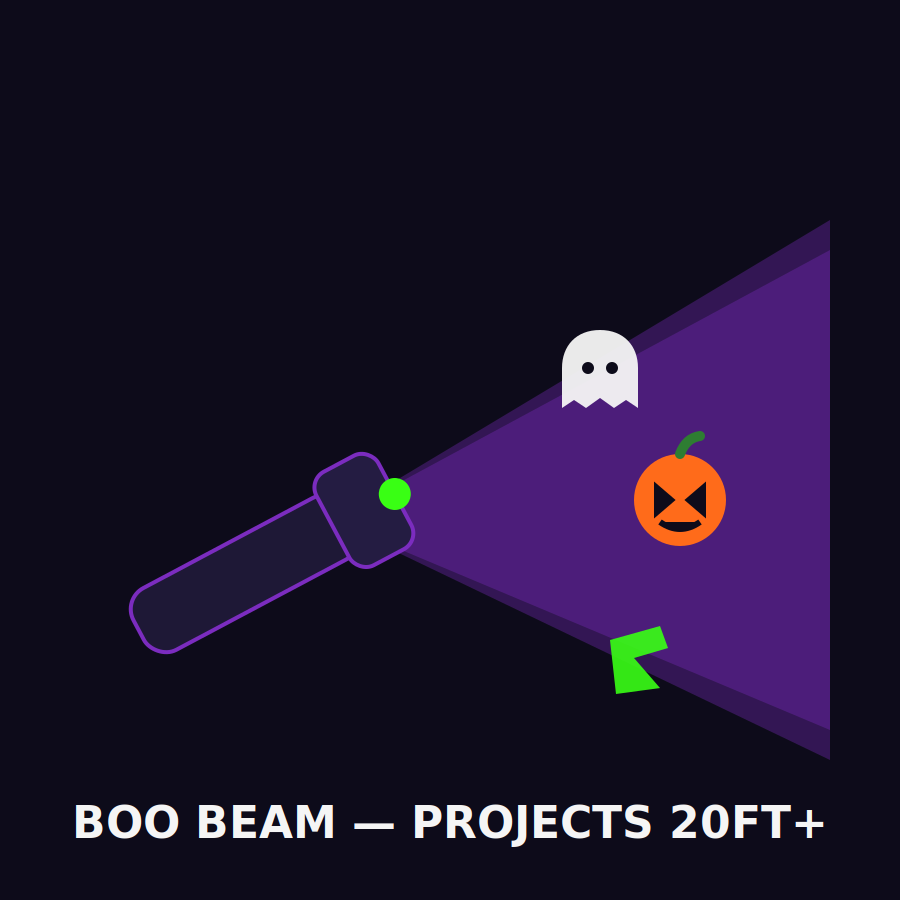 Boo Beam Halloween projector flashlight projecting pumpkin, ghost and witch images 20ft | Boolume