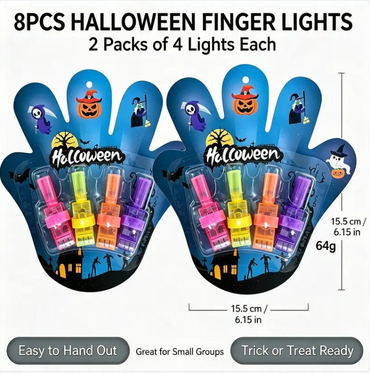 Ghost Glow LED finger lights — Halloween party favor packs projecting spooky ghost and pumpkin patterns | Boolume
